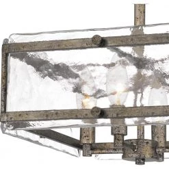 Lancer 15 in. 4-Light Mottled Silver Semi-Flush Mount by Quoizel -Quoizel Sales mottled silver quoizel flush mount lights qsf5594mm 44 1000