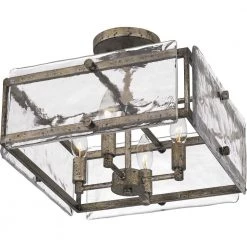 Lancer 15 in. 4-Light Mottled Silver Semi-Flush Mount by Quoizel -Quoizel Sales mottled silver quoizel flush mount lights qsf5594mm 4f 1000