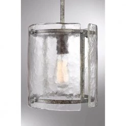 Fortress 1-Light Mottled Silver Mini Pendant by Quoizel -Quoizel Sales mottled silver quoizel pendant lights fts1509mm 4f 1000