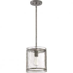 Fortress 1-Light Mottled Silver Mini Pendant by Quoizel -Quoizel Sales mottled silver quoizel pendant lights fts1509mm c3 1000