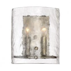 Fortress 2-Light Mottled Silver Wall Sconce by Quoizel
