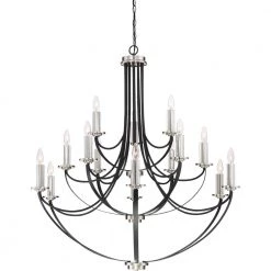 Alana 15-Light Mystic Black Candle-Style Chandelier by Quoizel