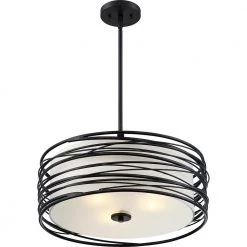Spiral 3-Light Mystic Black Pendant by Quoizel -Quoizel Sales mystic black quoizel chandeliers spl2820k 4f 1000