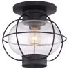 Cooper 1-Light Mystic Black Flush Mount with Clear Seeded Glass by Quoizel -Quoizel Sales mystic black quoizel flush mount lights cor1311k 64 1000