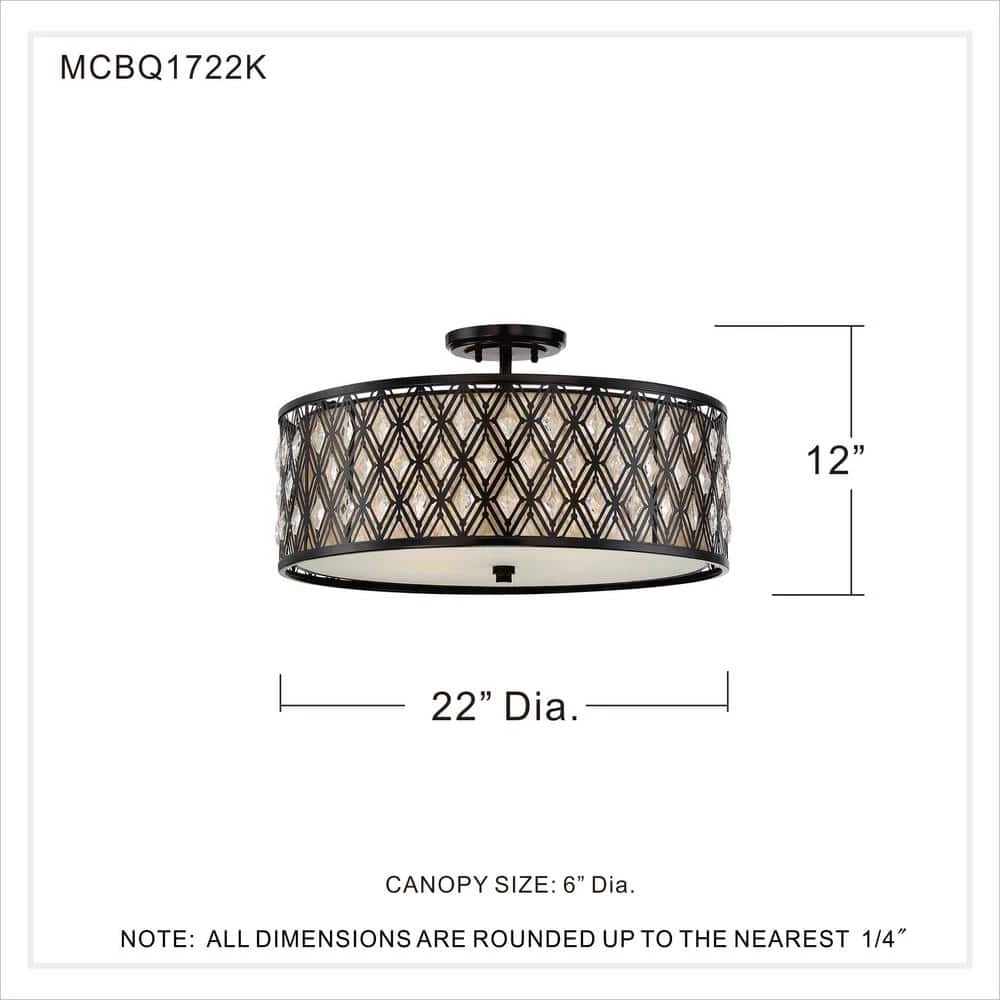 Boutique 4-Light Mystic Black Semi-Flush Mount by Quoizel 6 Boutique 4-Light Mystic Black Semi-Flush Mount by Quoizel - Image 4