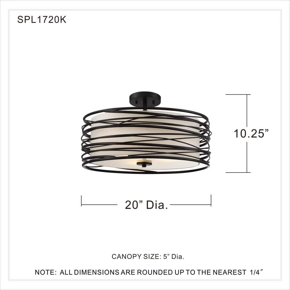 Spiral 3-Light Mystic Black Semi-Flush Mount by Quoizel 6 Spiral 3-Light Mystic Black Semi-Flush Mount by Quoizel - Image 4