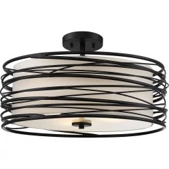 Spiral 3-Light Mystic Black Semi-Flush Mount by Quoizel
