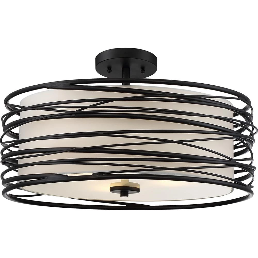 Spiral 3-Light Mystic Black Semi-Flush Mount by Quoizel 3 Spiral 3-Light Mystic Black Semi-Flush Mount by Quoizel