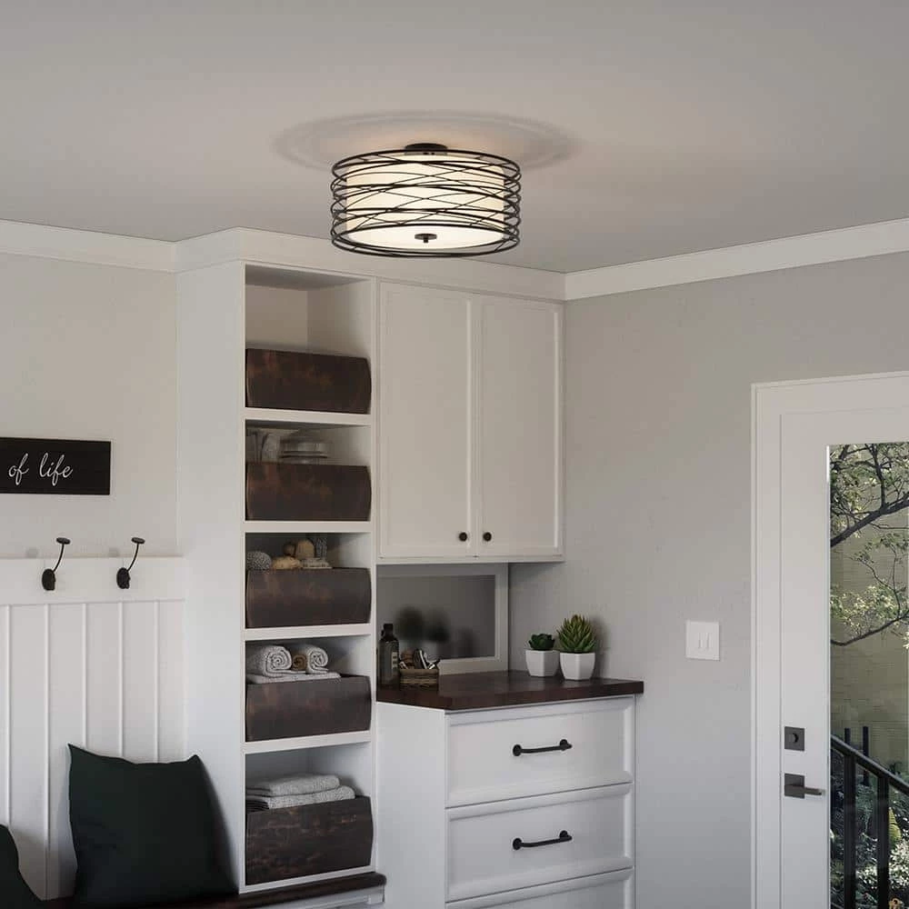 Spiral 3-Light Mystic Black Semi-Flush Mount by Quoizel 5 Spiral 3-Light Mystic Black Semi-Flush Mount by Quoizel - Image 3