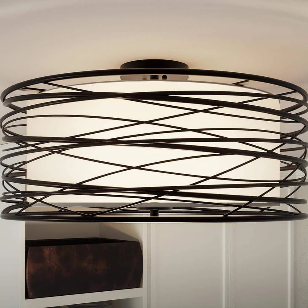 Spiral 3-Light Mystic Black Semi-Flush Mount by Quoizel 4 Spiral 3-Light Mystic Black Semi-Flush Mount by Quoizel - Image 2