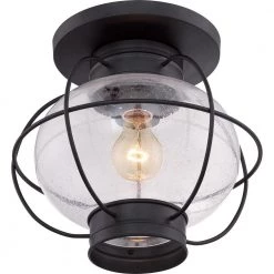 Cooper 1-Light Black Outdoor Flush Mount by Quoizel -Quoizel Sales mystic black quoizel outdoor flush mount lights cor1611k 1f 1000