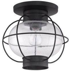 Cooper 1-Light Black Outdoor Flush Mount by Quoizel -Quoizel Sales mystic black quoizel outdoor flush mount lights cor1611k c3 1000