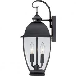 Bain 1-Light Mystic Black Outdoor Wall Lantern Sconce by Quoizel -Quoizel Sales mystic black quoizel outdoor sconces ban8409k 1f 1000