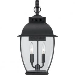Bain 1-Light Mystic Black Outdoor Wall Lantern Sconce by Quoizel -Quoizel Sales mystic black quoizel outdoor sconces ban8409k 4f 1000