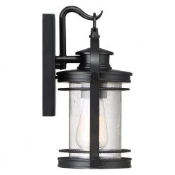 Booker 1-Light Black Outdoor Wall Lantern Sconce by Quoizel -Quoizel Sales mystic black quoizel outdoor sconces bkr8406k 1f 1000
