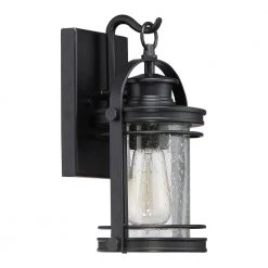 Booker 1-Light Black Outdoor Wall Lantern Sconce by Quoizel -Quoizel Sales mystic black quoizel outdoor sconces bkr8406k c3 1000