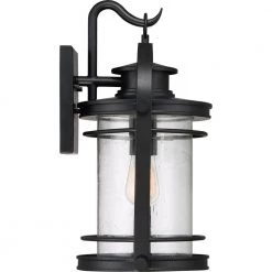 Booker 1-Light Black Outdoor Wall Lantern Sconce by Quoizel -Quoizel Sales mystic black quoizel outdoor sconces bkr8410k 1f 1000