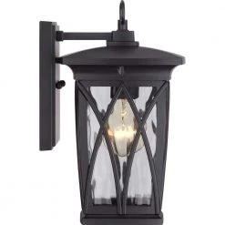 Grover 1-Light Black Outdoor Wall Lantern Sconce by Quoizel -Quoizel Sales mystic black quoizel outdoor sconces gvr8406k 1f 1000
