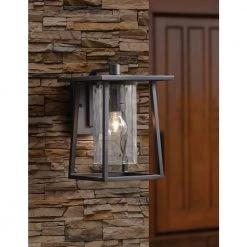 Lodge 1-Light Black Outdoor Wall Lantern Sconce by Quoizel -Quoizel Sales mystic black quoizel outdoor sconces ldg8408k e1 1000