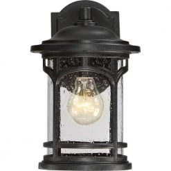 Marblehead 1-Light Black Outdoor Wall Lantern Sconce by Quoizel -Quoizel Sales mystic black quoizel outdoor sconces mbh8407k 4f 1000