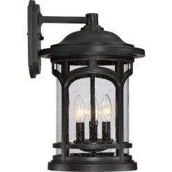 Marblehead 1-Light Mystic Black Outdoor Wall Lantern Sconce by Quoizel -Quoizel Sales mystic black quoizel outdoor sconces mbh8411k 1f 1000