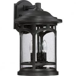 Marblehead 1-Light Mystic Black Outdoor Wall Lantern Sconce by Quoizel -Quoizel Sales mystic black quoizel outdoor sconces mbh8411k c3 1000