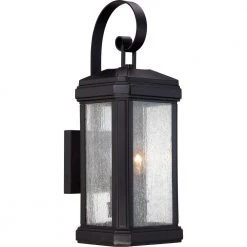 Trumbull 1-Light Mystic Black Outdoor Wall Lantern Sconce by Quoizel