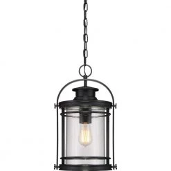 Booker 1-Light Mystic Black Lantern Pendant Light by Quoizel