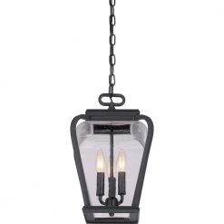 Province 3-Light Mystic Black Lantern Pendant with Clear Seeded Glass by Quoizel -Quoizel Sales mystic black quoizel pendant lights prv1509k 44 1000
