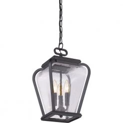 Province 3-Light Mystic Black Lantern Pendant with Clear Seeded Glass by Quoizel -Quoizel Sales mystic black quoizel pendant lights prv1509k 4f 1000
