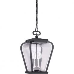 Province 3-Light Mystic Black Lantern Pendant with Clear Seeded Glass by Quoizel -Quoizel Sales mystic black quoizel pendant lights prv1509k c3 1000
