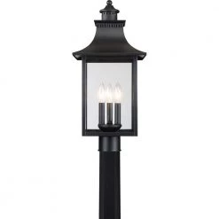 Chancellor 1-Light Mystic Black Outdoor Post Lantern by Quoizel 12 Chancellor 1-Light Mystic Black Outdoor Post Lantern by Quoizel -Quoizel Sales mystic black quoizel post light sets ccr9010k 1f 1000