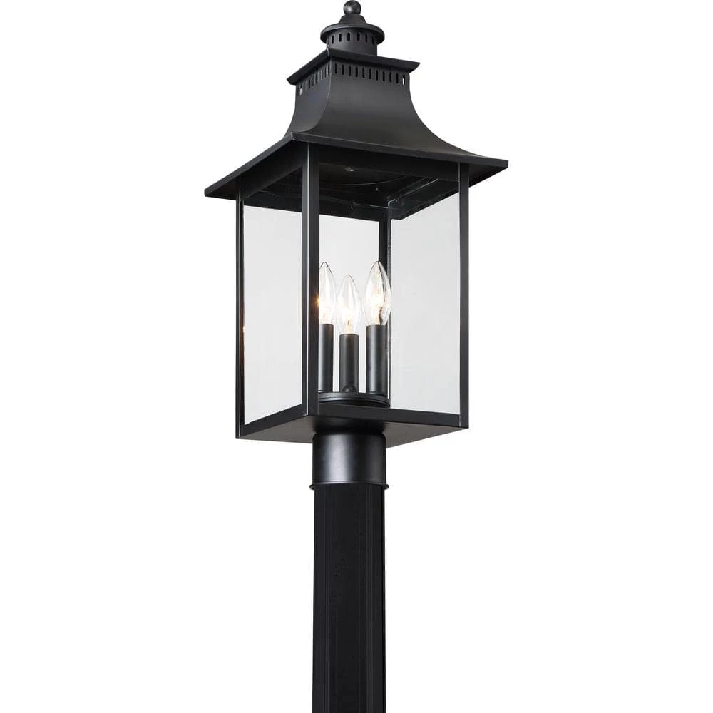 Chancellor 1-Light Mystic Black Outdoor Post Lantern by Quoizel 6 Chancellor 1-Light Mystic Black Outdoor Post Lantern by Quoizel - Image 4