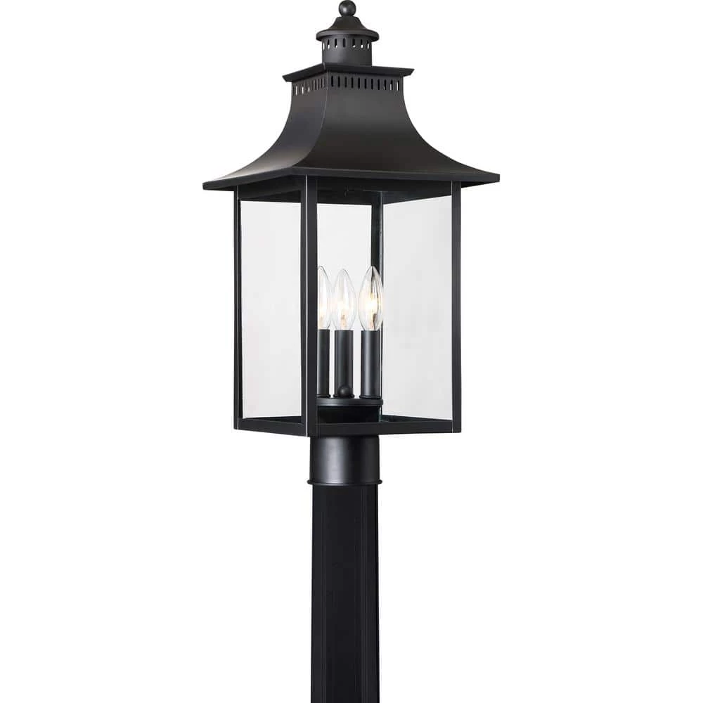 Chancellor 1-Light Mystic Black Outdoor Post Lantern by Quoizel 3 Chancellor 1-Light Mystic Black Outdoor Post Lantern by Quoizel