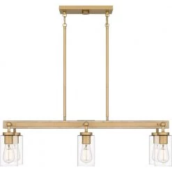 Kelleher 6-Light Nouveau Painted Weathered Brass Linear Chandelier with Clear Glass Shade by Quoizel -Quoizel Sales nouveau painted weathered brass quoizel chandeliers kel633nws 1f 1000