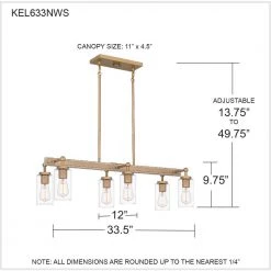 Kelleher 6-Light Nouveau Painted Weathered Brass Linear Chandelier with Clear Glass Shade by Quoizel -Quoizel Sales nouveau painted weathered brass quoizel chandeliers kel633nws 76 1000