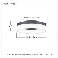 Cohen 11.75 in. Oil Rubbed Bronze LED Flush Mount by Quoizel -Quoizel Sales oil rubbed bronze quoizel flush mount lights pcoh1608oi 40 1000