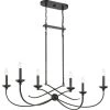 Calligraphy 6-Light Old Black Finish Linear Chandelier by Quoizel -Quoizel Sales old black finish quoizel chandeliers cll638ok 64 1000