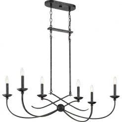Calligraphy 6-Light Old Black Finish Linear Chandelier by Quoizel