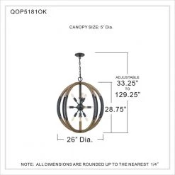 Babaton 10-Light Old Black Pendant by Quoizel -Quoizel Sales old black finish quoizel chandeliers qop5181ok 44 1000