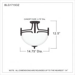 Billingsley 2-Light Old Bronze Semi-Flush Mount by Quoizel -Quoizel Sales old bronze quoizel flush mount lights blg1715oz 44 1000