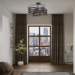 Escher 4-Light Old Bronze Semi-Flush Mount by Quoizel -Quoizel Sales old bronze quoizel flush mount lights qsf5186oz fa 1000