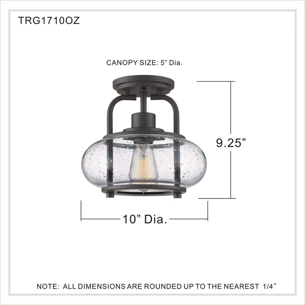 Trilogy 10 in. 1-Light Old Bronze Semi-Flush Mount by Quoizel 7 Trilogy 10 in. 1-Light Old Bronze Semi-Flush Mount by Quoizel - Image 5