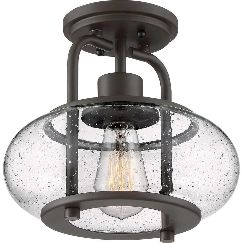 Trilogy 10 in. 1-Light Old Bronze Semi-Flush Mount by Quoizel 6 Trilogy 10 in. 1-Light Old Bronze Semi-Flush Mount by Quoizel - Image 4