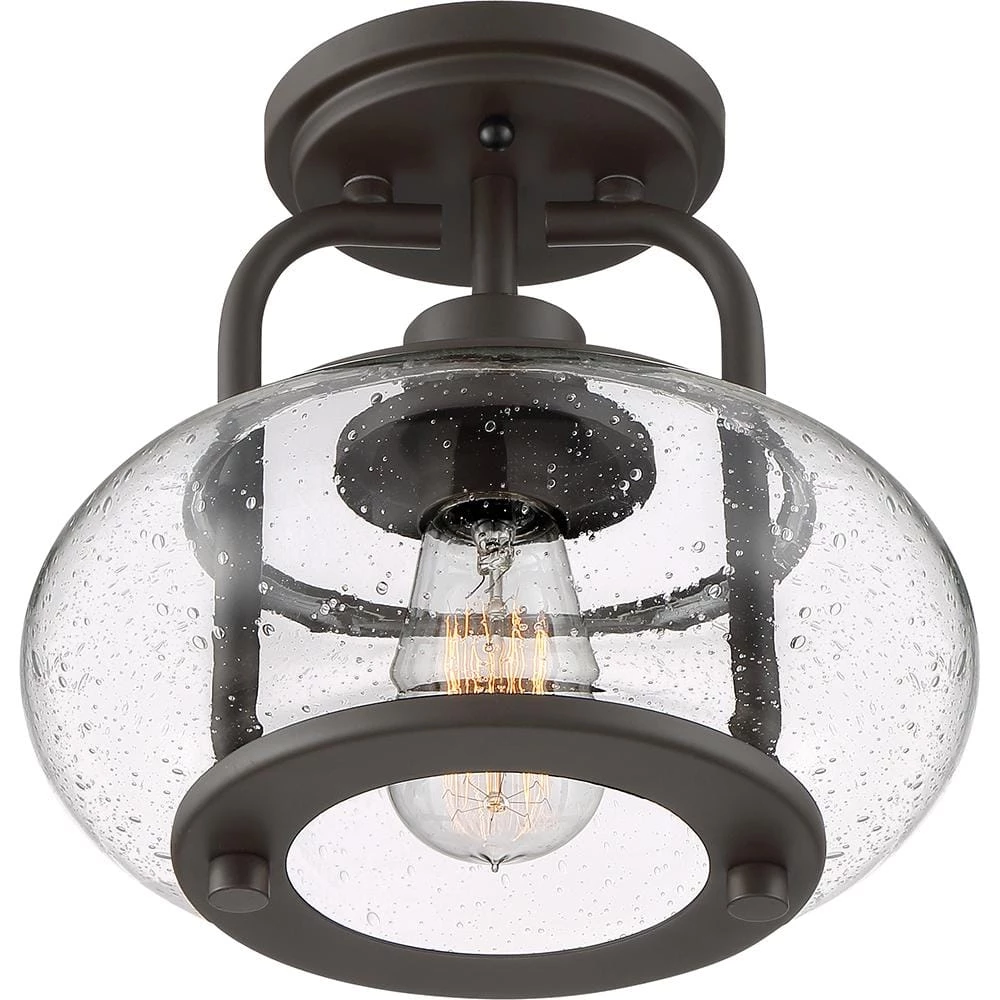 Trilogy 10 in. 1-Light Old Bronze Semi-Flush Mount by Quoizel 4 Trilogy 10 in. 1-Light Old Bronze Semi-Flush Mount by Quoizel - Image 2