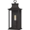 Abernathy 6.5 in. 1-Light Old Bronze Outdoor Wall Lantern Sconce with Clear Tempered Glass by Quoizel -Quoizel Sales old bronze quoizel outdoor sconces aby8407oz 64 1000