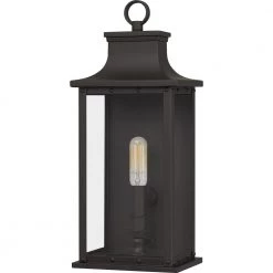 Abernathy 6.5 in. 1-Light Old Bronze Outdoor Wall Lantern Sconce with Clear Tempered Glass by Quoizel