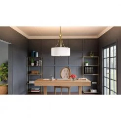 Lambeau 4-Light Painted Brass Shaded Pendant by Quoizel -Quoizel Sales painted brass quoizel chandeliers qop5606pb 31 1000