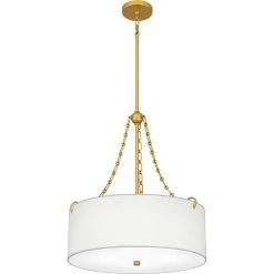 Lambeau 4-Light Painted Brass Shaded Pendant by Quoizel -Quoizel Sales painted brass quoizel chandeliers qop5606pb c3 1000