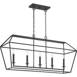 Aviary 5-Light Palladian Bronze Linear Chandelier by Quoizel